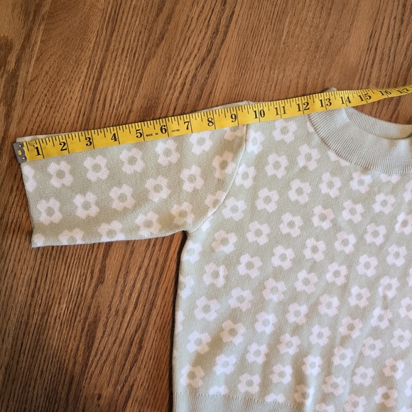 Princess Polly Green White Floral Mock Neck Sweater Women's Size Small S/M - Picture 7 of 9